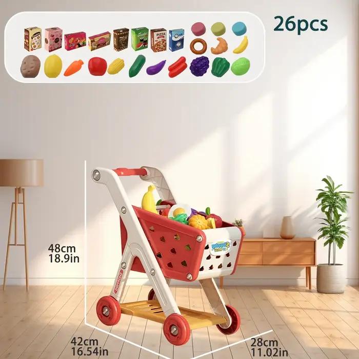 Chariot de courses de simulation pour enfants ensemble de jouets de cuisine plastique ABS non électrique pour garçons filles occasions spéciales cadeau anniversaire noël