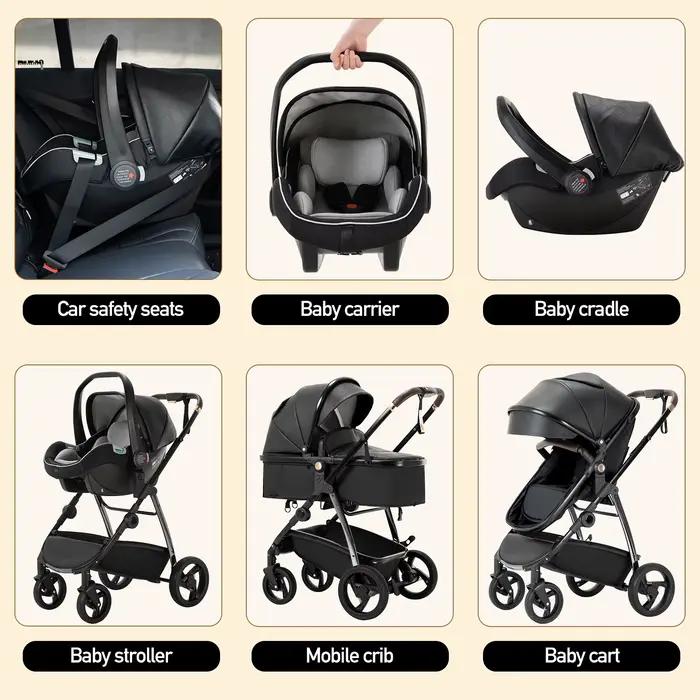 3 en 1 landau poussette Portable luxueux voyage landau haut paysage nouveau-né bébé poussette avec p