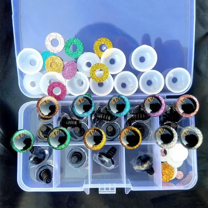 Yeux de sécurité à paillettes 3D pour élèves tordues, 30 pièces/boîte, pour jouets au Crochet, brico