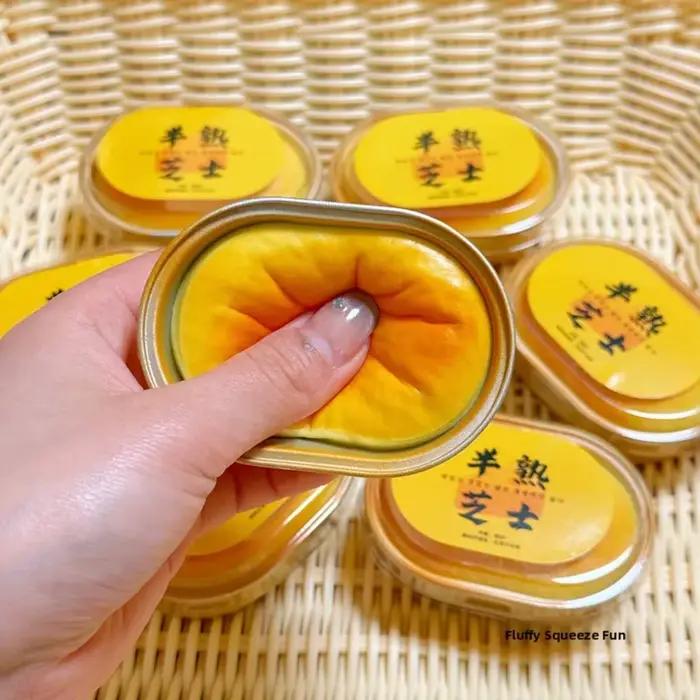 Jouet à presser en forme de pain au fromage simulé, anti-stress à remontée lente, sensoriel pour l'anxiété, TDAH, autisme, cadeau pour enfants et adultes