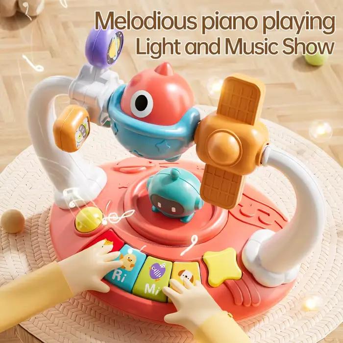 Jouets de piano musical rotatif pour bébé avec son doux, clavier éducatif pour enfants de 3 à 6 ans, jouet musical pour le développement sensoriel et la coordination œil-main