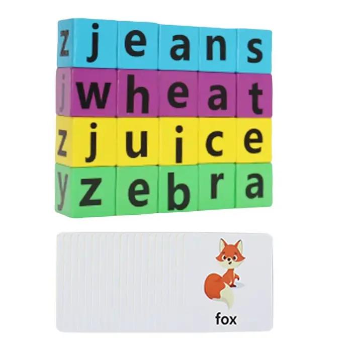 Jeu d'orthographe de mots, jeu d'association, apprentissage des lettres, cartes de mots anglais, jeu d'orthographe de l'alphabet, jeu de puzzle, blocs d'orthographe de lettres