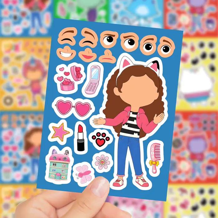 8/16 feuilles d'autocollants puzzle Gabby's Dollhouse pour créer des visages