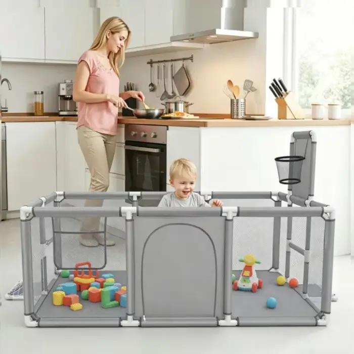 IMBABY Parc de jeu gris grand format pour bébés et tout-petits