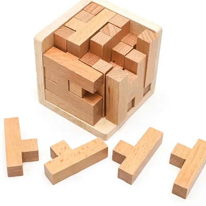 Puzzles 3D en bois avec 25 blocs en forme de T