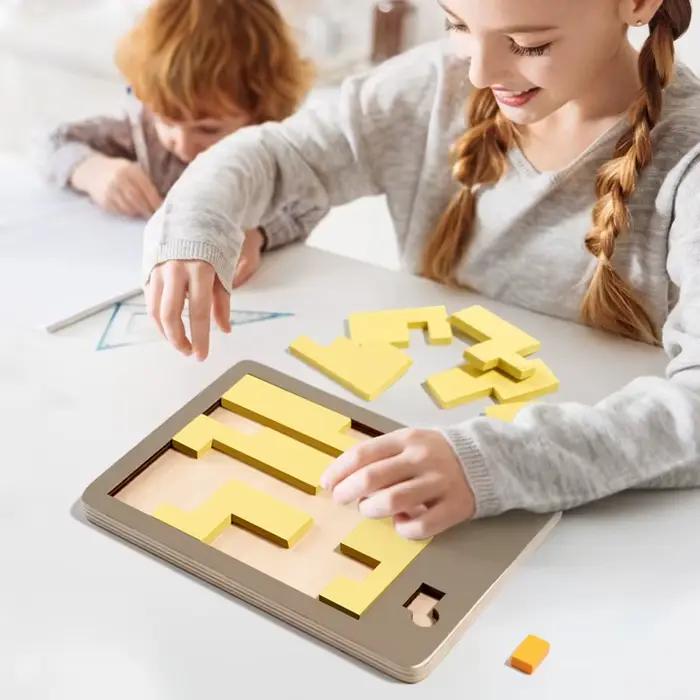 Puzzles Géométriques en Bois Défi Impossible Combustion du Cerveau Décompression Qi Esprit Casse-Tête Pour Adultes Enfants Occasions Spéciales