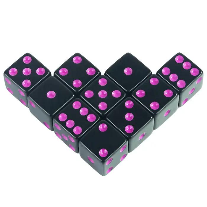 Dés d'angle carrés à 6 faces 16 mm D6 avec points standard pour jeux de société