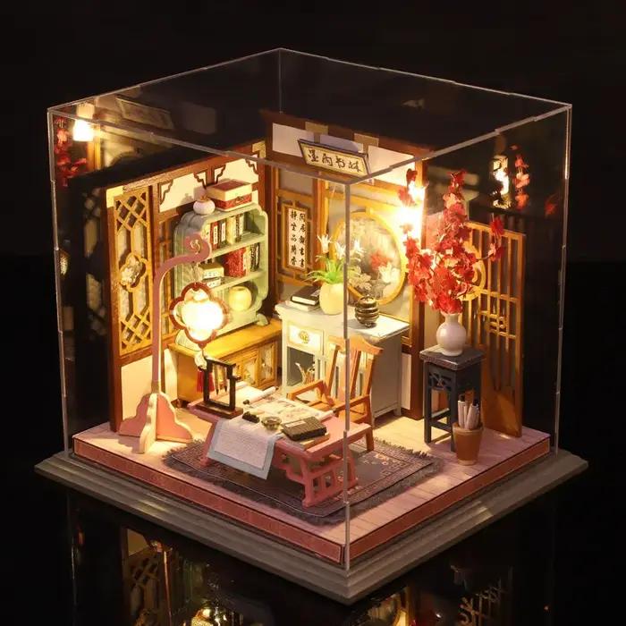 Maison de course en bois avec meubles