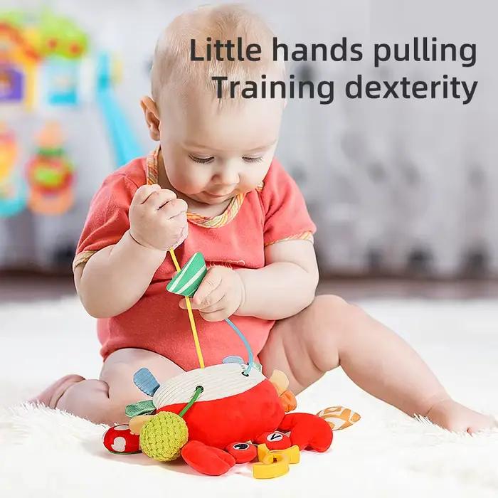 Jouets sensoriels pour bébé de 0 à 6 mois, accessoire de crabe suspendu pour berceau et siège de voiture avec hochets à Clip et jouet de dentition, cadeau pour nouveau-né