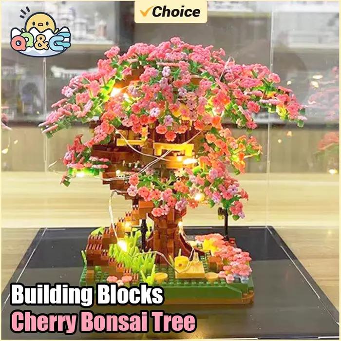Ensemble de blocs de construction d'arbre bonsaï cerisier