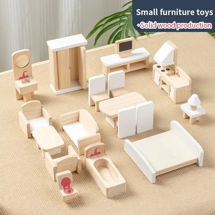Jouets en bois pour enfants, meubles miniatures pour jeux d'imitation, design éducatif et pratique,