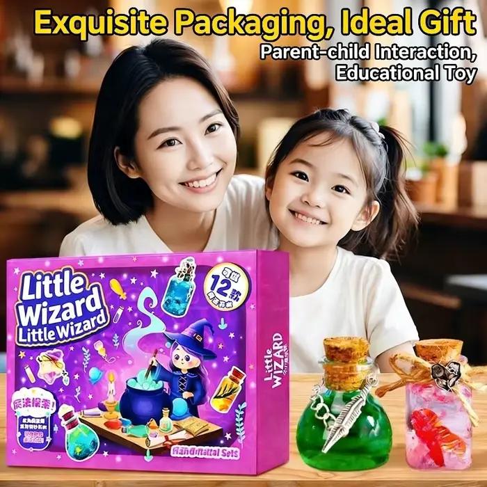 Kit de potions magiques féériques pour enfants, ensemble de fabrication de potions avec pochoirs DIY, jouet créatif avec bouteilles, ensemble scientifique magique