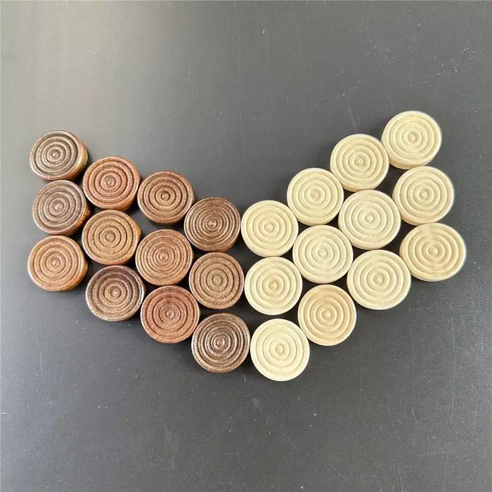 Pions de dames ronds en bois 24 pièces pour jeux de société et backgammon accessoires de jeu de plateau pour adultes et passionnés de stratégie