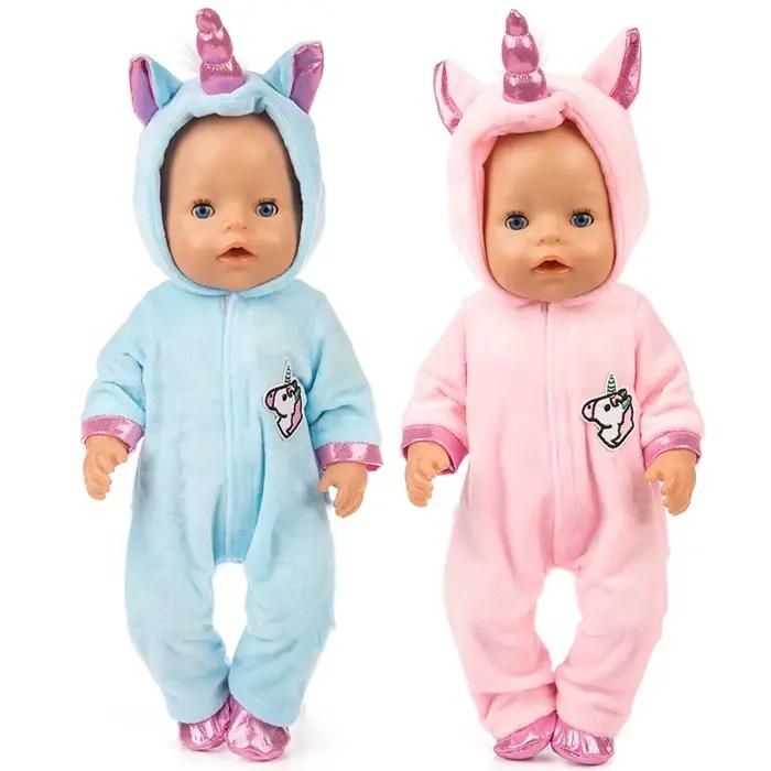 Pyjama joint pour poupées, costume et chaussures pour bébé de 18 pouces, 43cm, barboteuse mignonne,