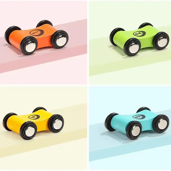 toboggan de course en bois pour enfants avec mini-voitures colorées rampe de jeu pour développement de compétences motrices et apprentissage des couleurs