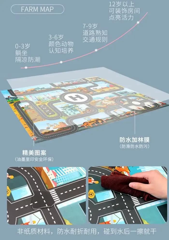 Tapis de jeu éducatif imperméable pour enfants, ville miniature, parcours de circulation, activités éducatives pour filles et garçons, jouets de développement pour enfants occasions spéciales