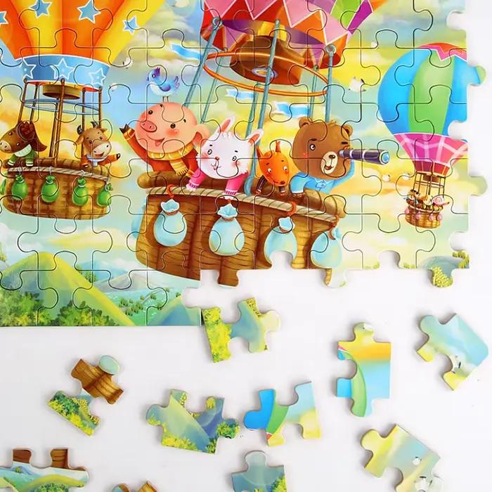 Puzzle de dessin animé 60 pièces en bois et panneau de fibre pour enfants âgés de 3 à 6 ans, jeu d'éveil et interaction parent-enfant pour les occasions spéciales