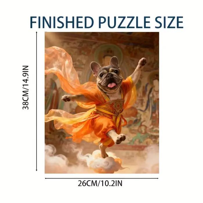 Puzzle pour adultes de 500 pièces motif chiot dansant taille 15x10 pouces boîte de rangement et affiche A4 cadeau de Noël occassions spéciales
