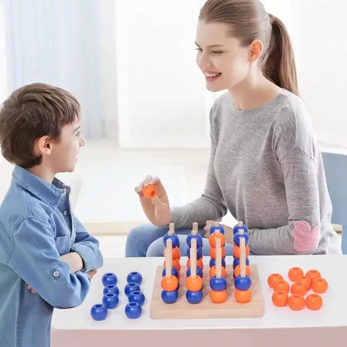 Puzzle d'échecs 3D en bois 4 perles 3D quatre connexions stratégie familiale éducative pour adolescents et adultes occasions spéciales