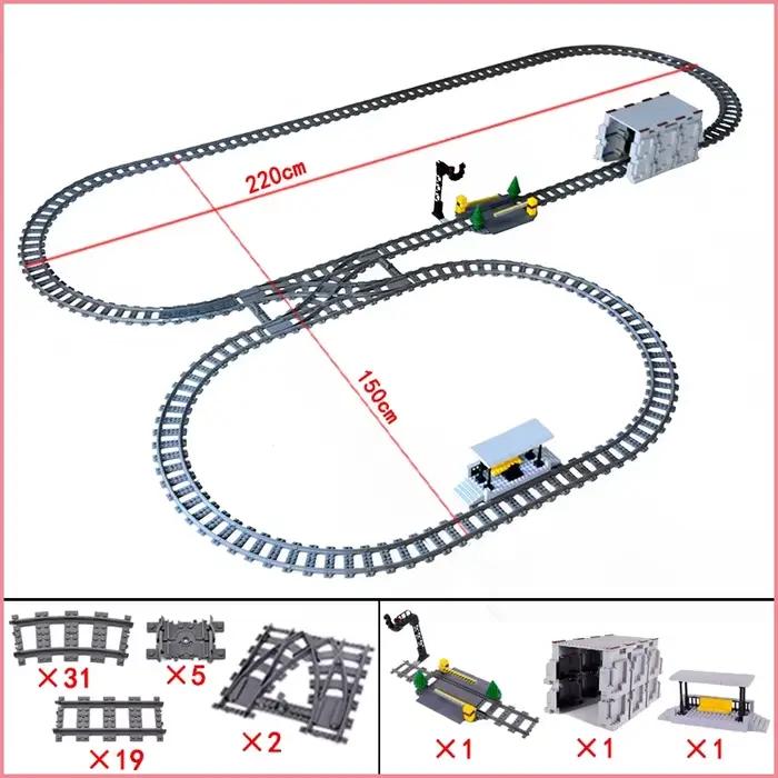 Plate-forme de gare urbaine, feu de circulation, grotte, voies volantes, Rails droits et incurvés, b