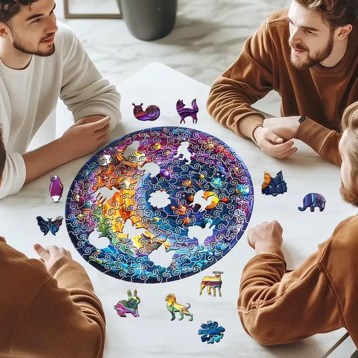 Puzzle en bois pour adultes planète spatiale forme irrégulière puzzle horoscope jeu familial cadeau pour enfants occasions spéciales