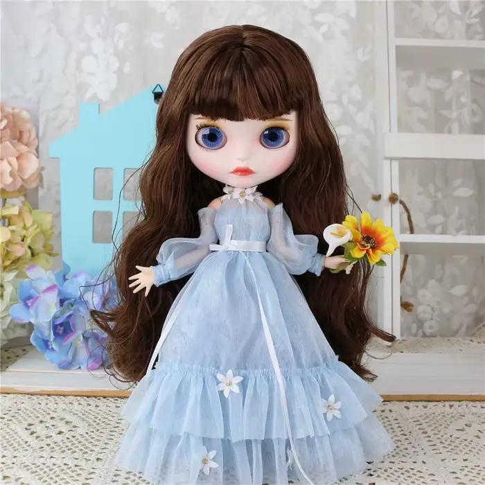 DBS – robe bleue en dentelle pour poupée Blyth