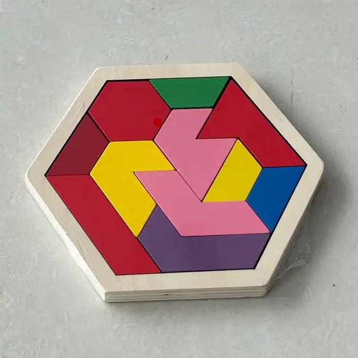 Puzzle hexagonal en bois 11 pièces casse-tête logique entraînement du QI jeu de réflexion anti-stress pour adultes et enfants occasions spéciales
