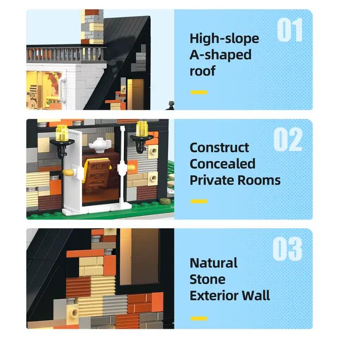 ARARAT VILLA Piscine Terrasse pour observer les étoiles Modèle de rue MOC Puzzles Architecture Assemblage créatif Jouets d'anniversaire Cadeaux