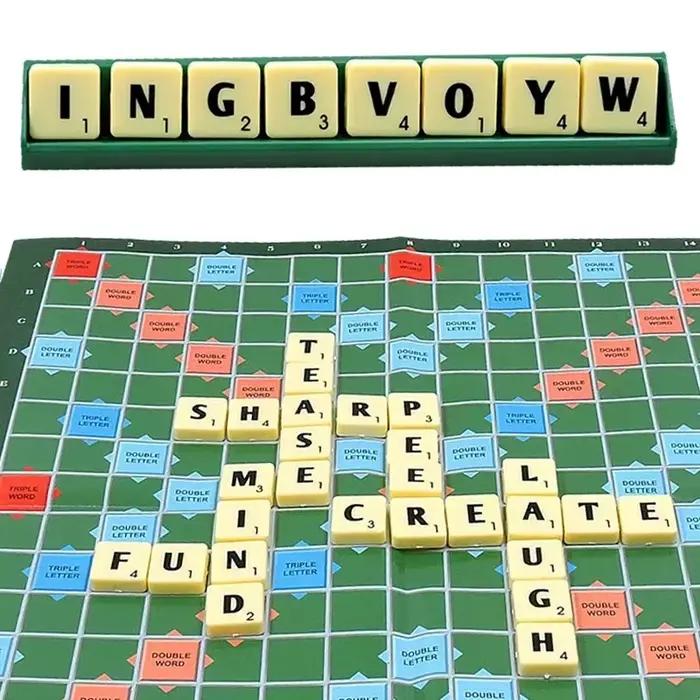 Jeu de société scrabble avec boîte d'orthographe anglaise puzzle coulissant multijoueurs pour enfants et adultes occasions spéciales partys jeux de lettres éducatifs