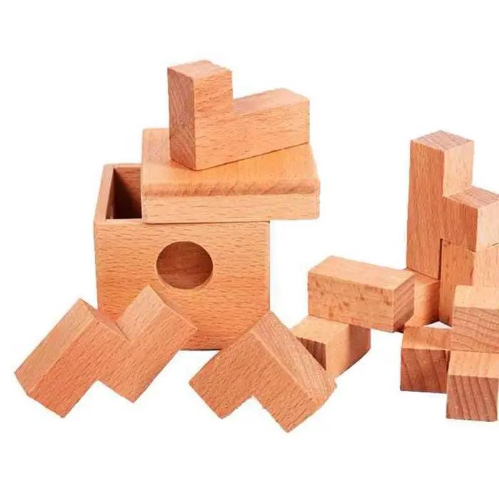 Cube 3D en bois forme géométrique puzzle 3D défi intellectuel réflexion logique pour enfants et adultes jeux de société cadeaux éducatifs occasions spéciales
