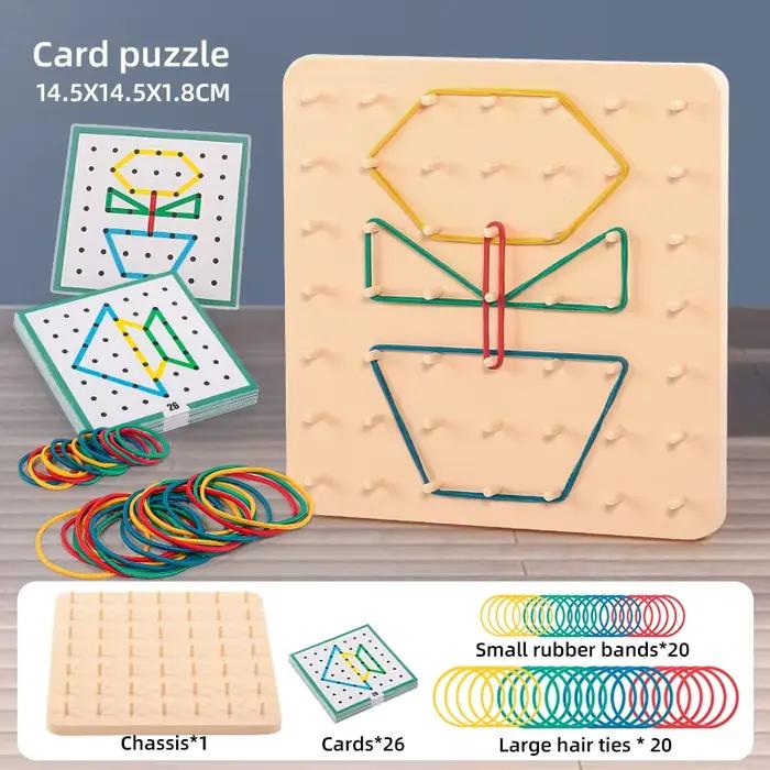 Puzzle géométrique avec formes à emboîter, aides pédagogiques créatives en mathématiques, adaptées à