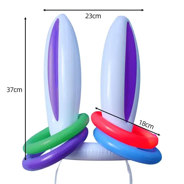 Jeu de lancer d'anneaux gonflables Lapin de Pâques et œuf pour enfants en plusieurs couleurs pour jeux de jardin et carnaval d'intérieur