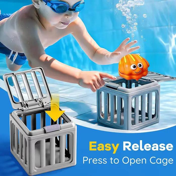 Ensemble de jouets de plongée pour enfants pour piscine, jeux aquatiques d'été, jouet d'entraînement sous-marin, cage de rangement, jouets de bain animaux marins pour garçons et filles