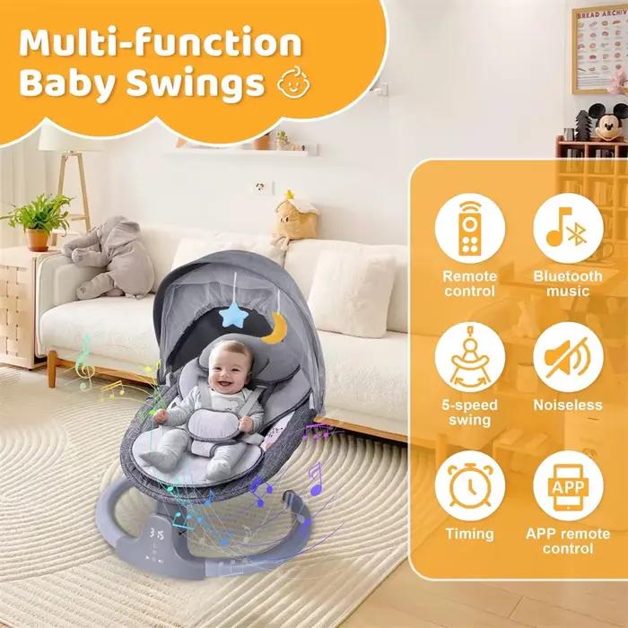 Berceau électrique pour bébé avec moustiquaire, chaise à bascule Portable pour bébé, Bluetooth, musi