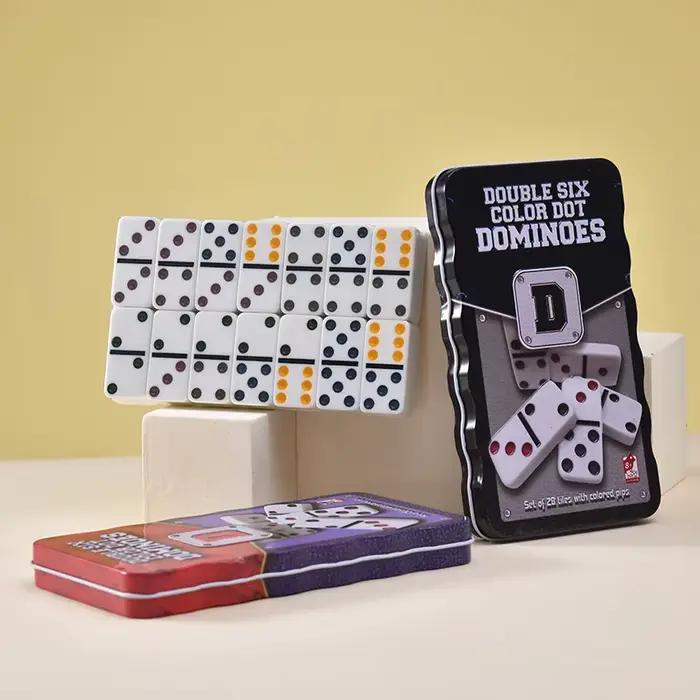 Dominos Double Six, jeu de dominos avec 28 tuiles à points colorés