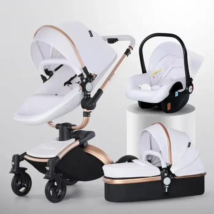 Poussette bébé 3 en 1, landau bidirectionnel de paysage haut