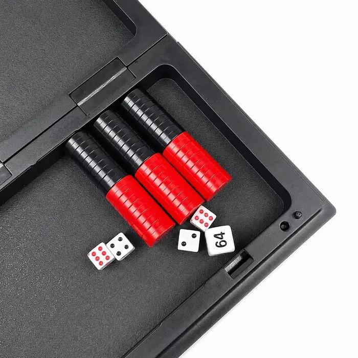 Jeu de backgammon magnétique pliable 19,1x19,7 cm, jeu de société portable, puzzle éducatif, jouet cadeau pour enfants et adultes