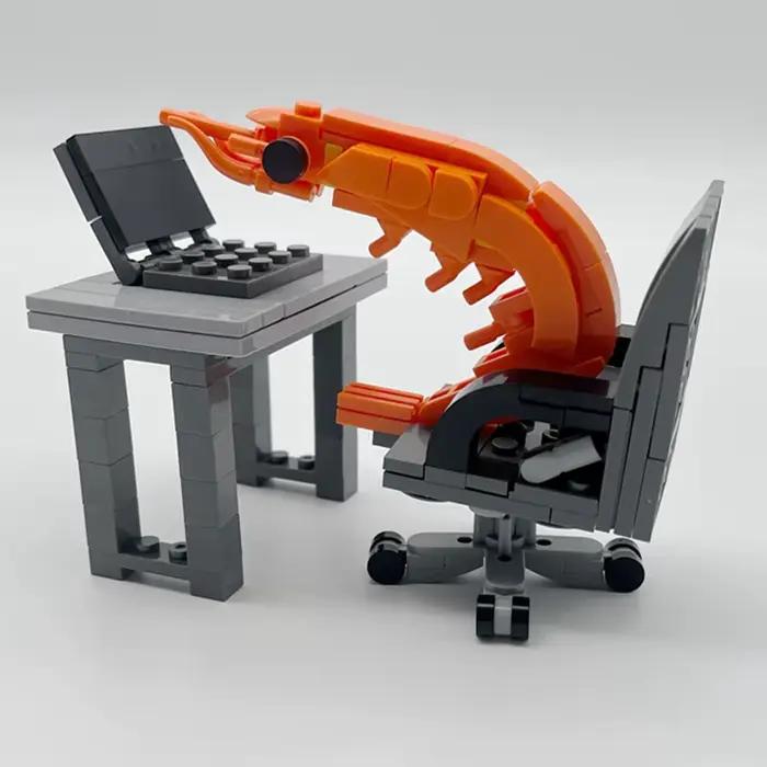 Kit de construction MOC : Figurines de crevettes à assembler – Jouet créatif de parodie pour garçons et filles