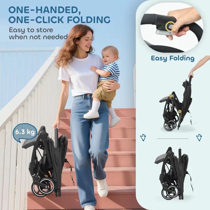 Poussette pliable pour bébé avec dossier inclinable