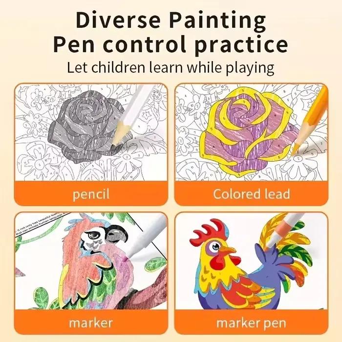 Livre de coloriage pour enfants pour l'entraînement à la concentration, pages à colorier à motifs, livre d'activités artistiques pour le soulagement du stress, livre de peinture créative