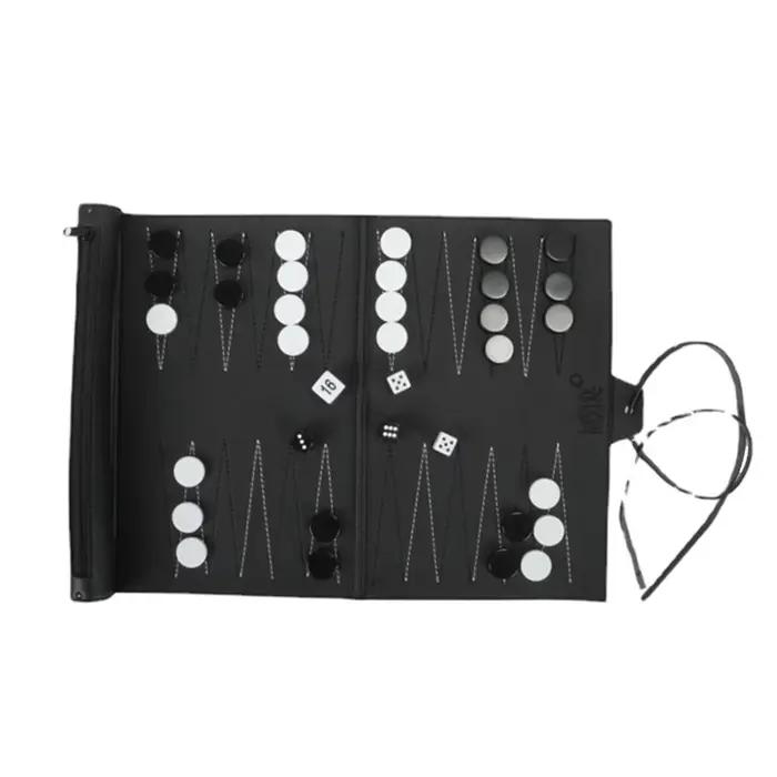 Ensembles de Backgammon enroulables de qualité, jeu de société de voyage Portable pour adultes et enfants, échiquier classique pliable en PU enroulable