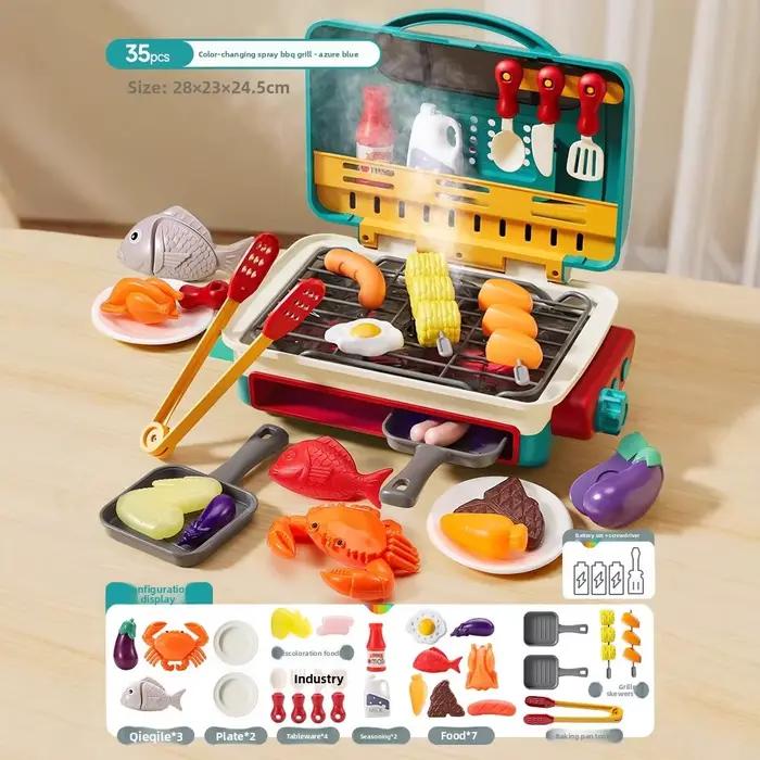 Four à griller électrique de simulation avec lumière et musique, jouet d'imitation pour enfants avec changement de couleur des aliments