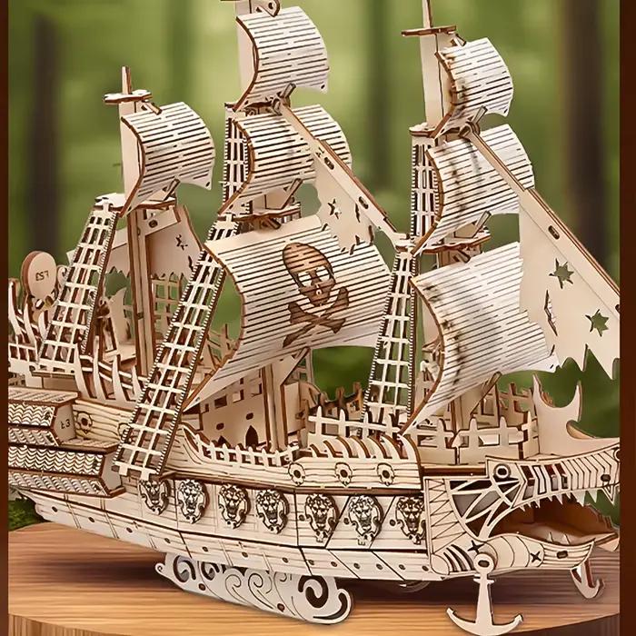 Puzzle stéréo 3D modèle de bateau pirate néerlandais Puzzle en bois
