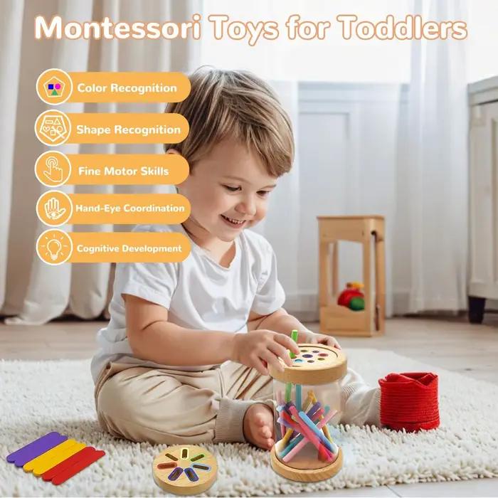 Jouets Montessori de tri de couleurs en bois, jouet éducatif pour l'éveil, développement de la motricité fine et sensorielle, jeux d'association, jouets d'éveil sensoriel