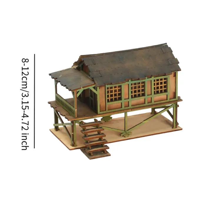 Modèle de peinture de cabine en bois pour bricolage et puzzle 3D, construction de maison et accessoire d'architecture, scène de guerre et décor de table de sable, kit de construction 1/72