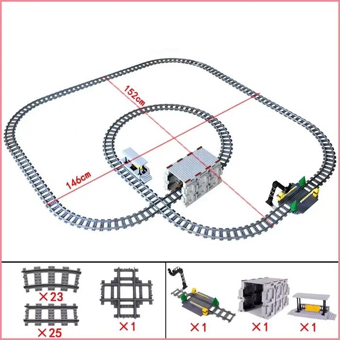 Plate-forme de gare urbaine, feu de circulation, grotte, voies volantes, Rails droits et incurvés, b