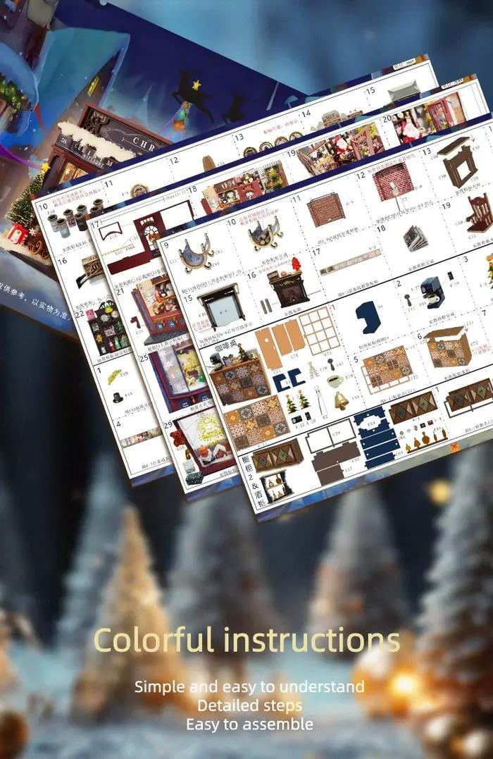 Kit de montage artisanal de maison de conte de fées de Noël en bois DIY