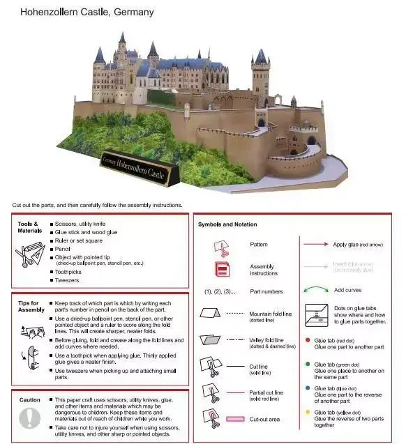 Château de Hohenzollern 3D Papier Modèle Construction Artisanat DIY Jouets Éducatifs Transport Fantaisie Science-Fiction Occasions Spéciales
