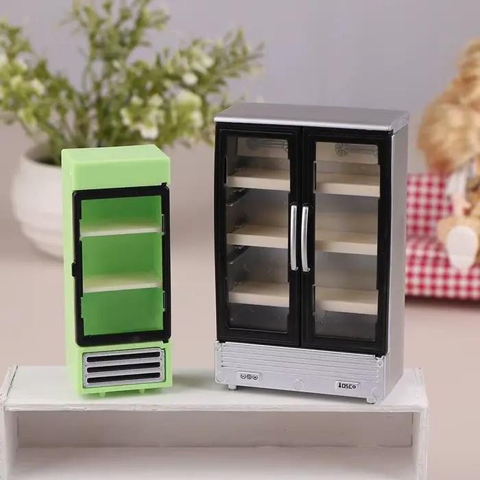 Réfrigérateur et congélateur de Simulation, modèle pour maison de poupée, Mini meubles, accessoires,
