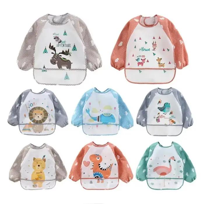 Bavoir imperméable à manches longues pour bébés